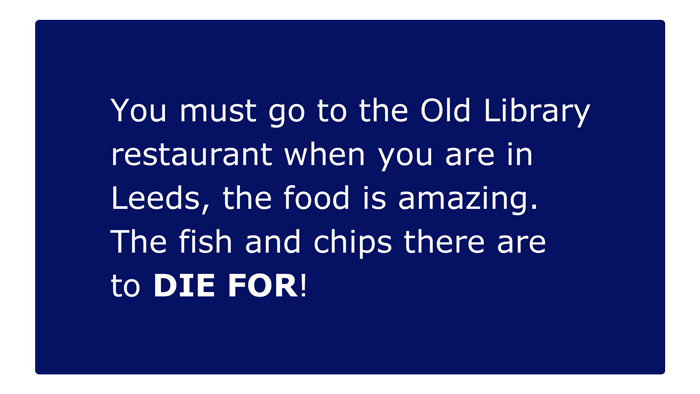 Image of a first example text from the phrasal verb daily videos