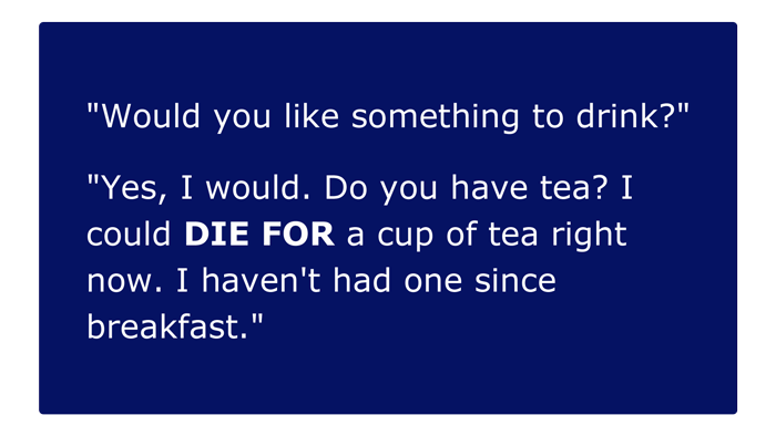 Image of a first example text from the phrasal verb daily videos